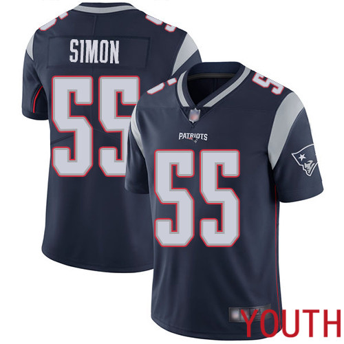 New England Patriots Football #55 Vapor Untouchable Limited Navy Blue Youth John Simon Home NFL Jersey->youth nfl jersey->Youth Jersey